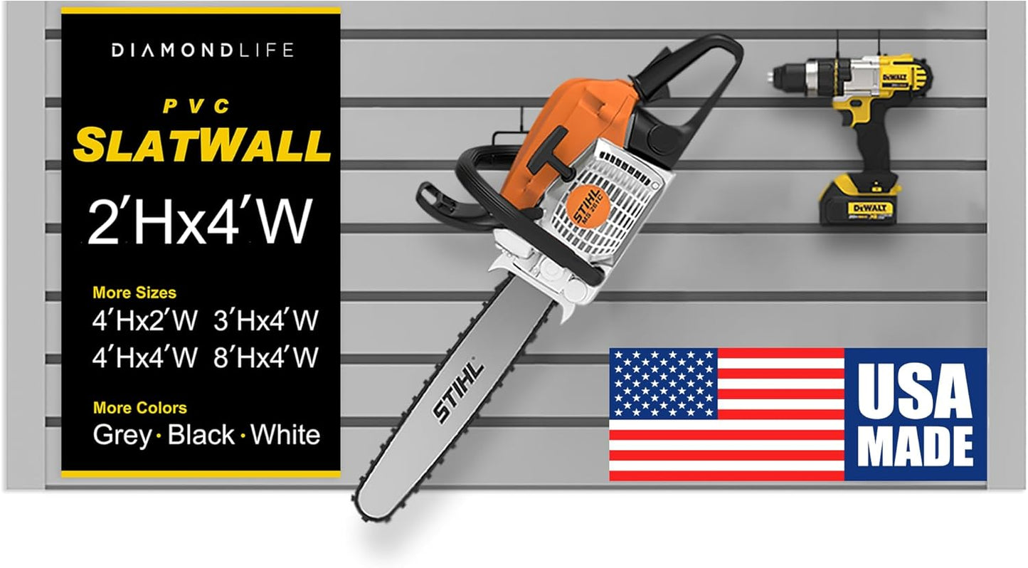 Durable 2ftH x 4ftW Slatwall Panel Garage Wall Organizer System