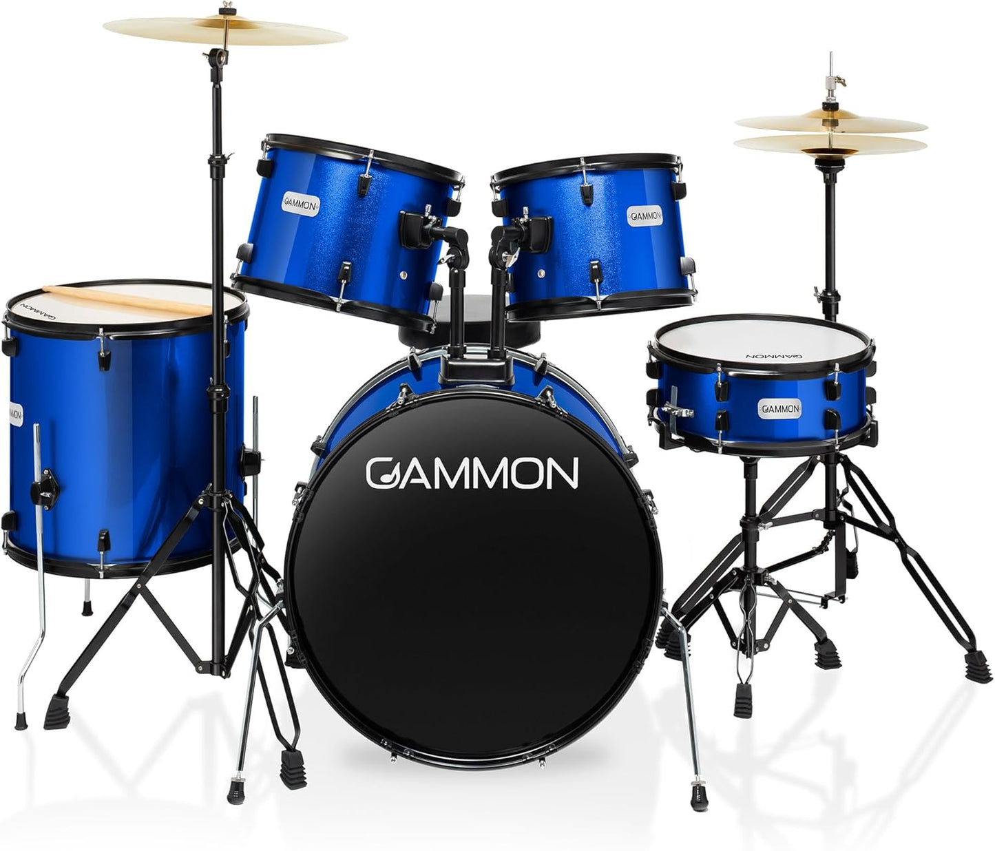 Full Size 5-Piece Drum Set with Cymbals and Stands in Blue