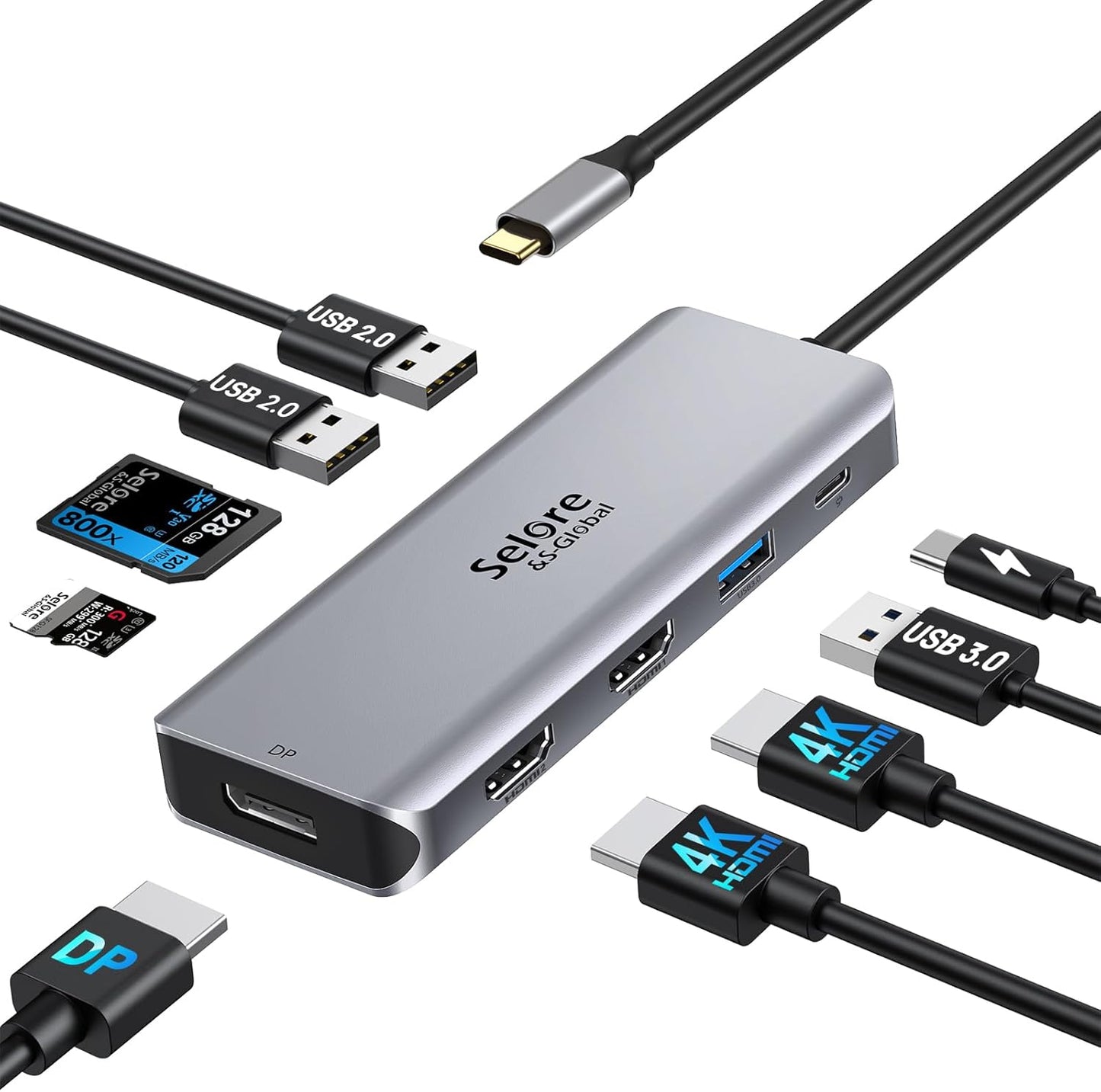 USB C Docking Station Dual Monitor with 9 in 1 Features