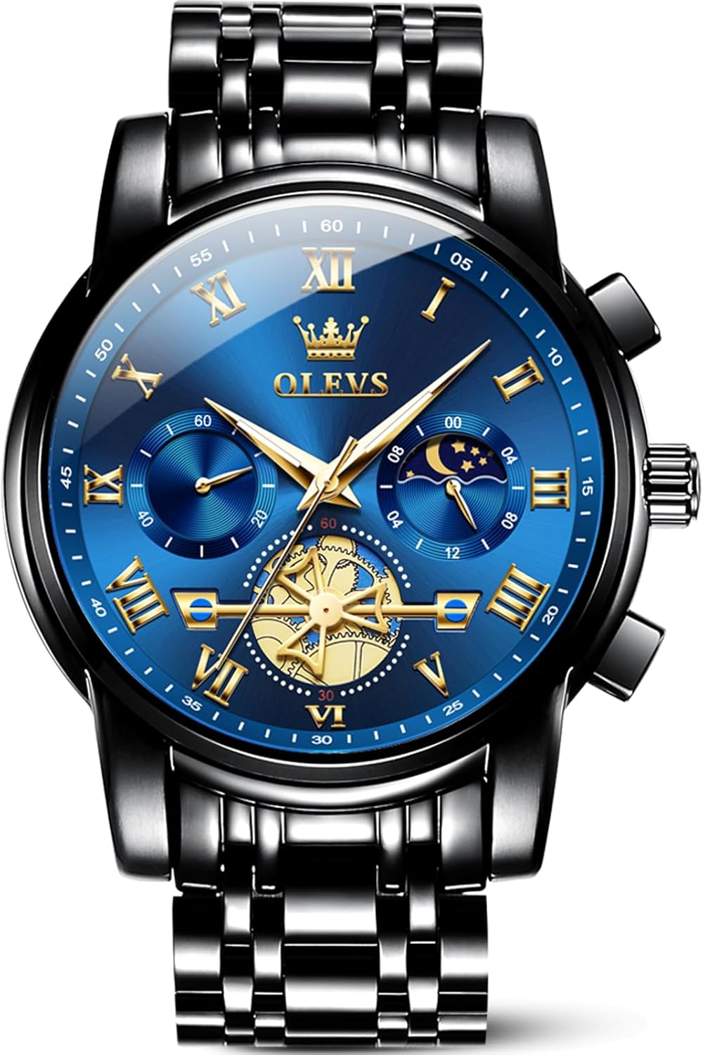 SHICHENG Men's Luxury Day Watch, Luminous Flywheel, Stainless Steel
