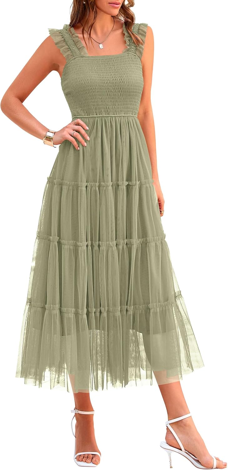 PRETTYGARDEN Women's Summer Tulle Midi Dress for Every Occasion