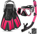 Mask Fins Snorkel Set - Short Fins with Panoramic Mask for Adults