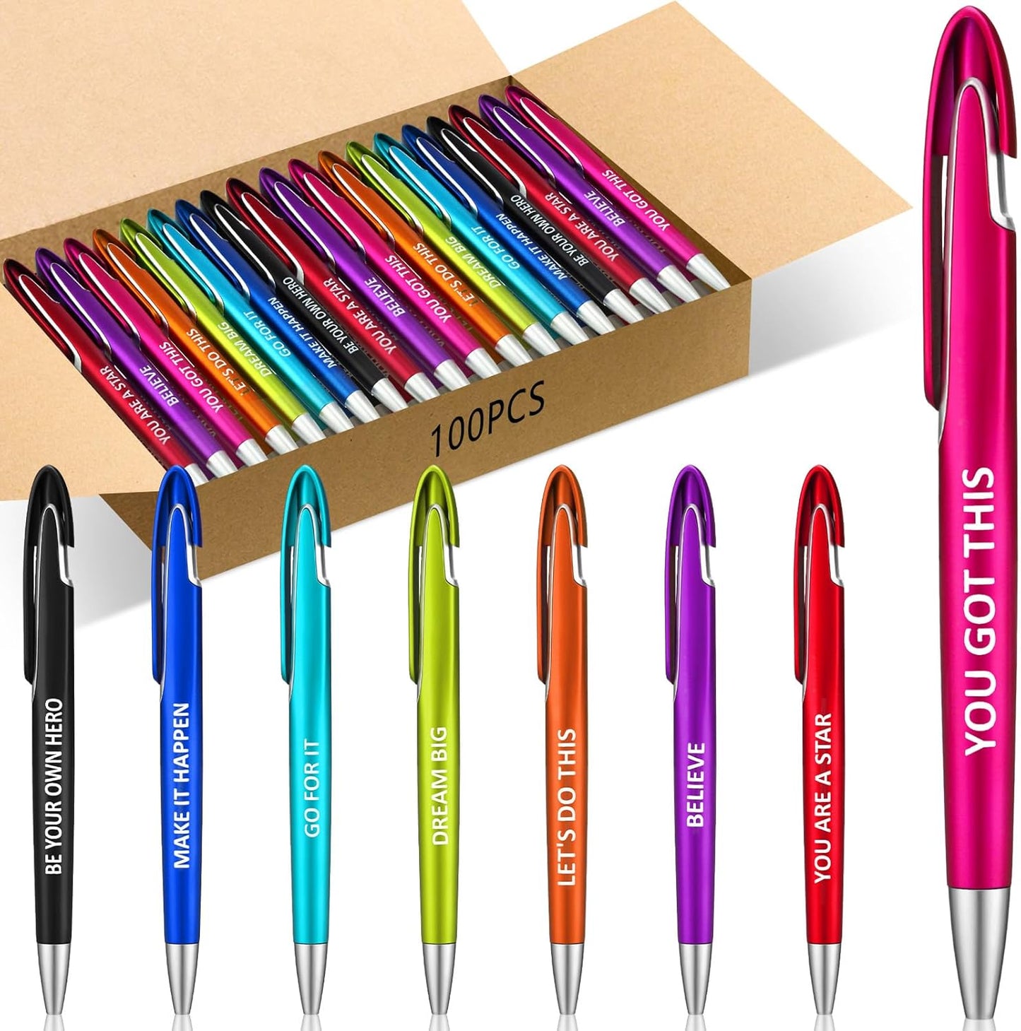 Lincia 100 Pcs Positive Theme Ballpoint Pens for Inspiration