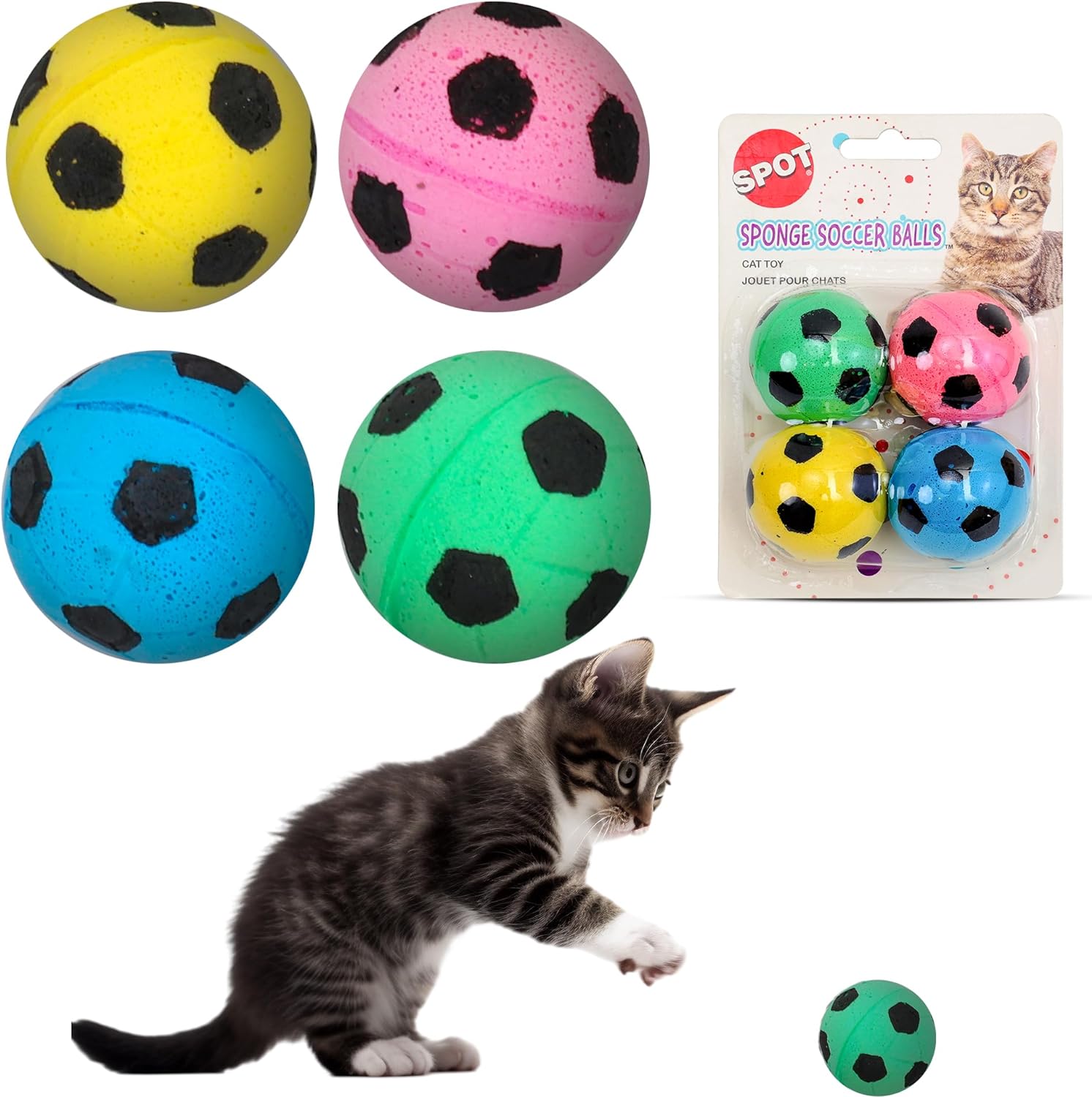 Interactive Sponge Soccer Cat Toys - Keep Cats Entertained!