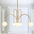 Gold Sputnik Chandelier with Milk Glass Shades for Modern Homes