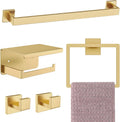 Brushed Gold Bathroom Hardware Accessories Set - 5-Piece 16in Towel
