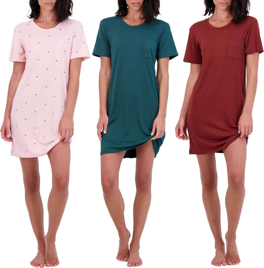 Real Essentials Women's Short Sleeve Nightgown Dress for Comfort