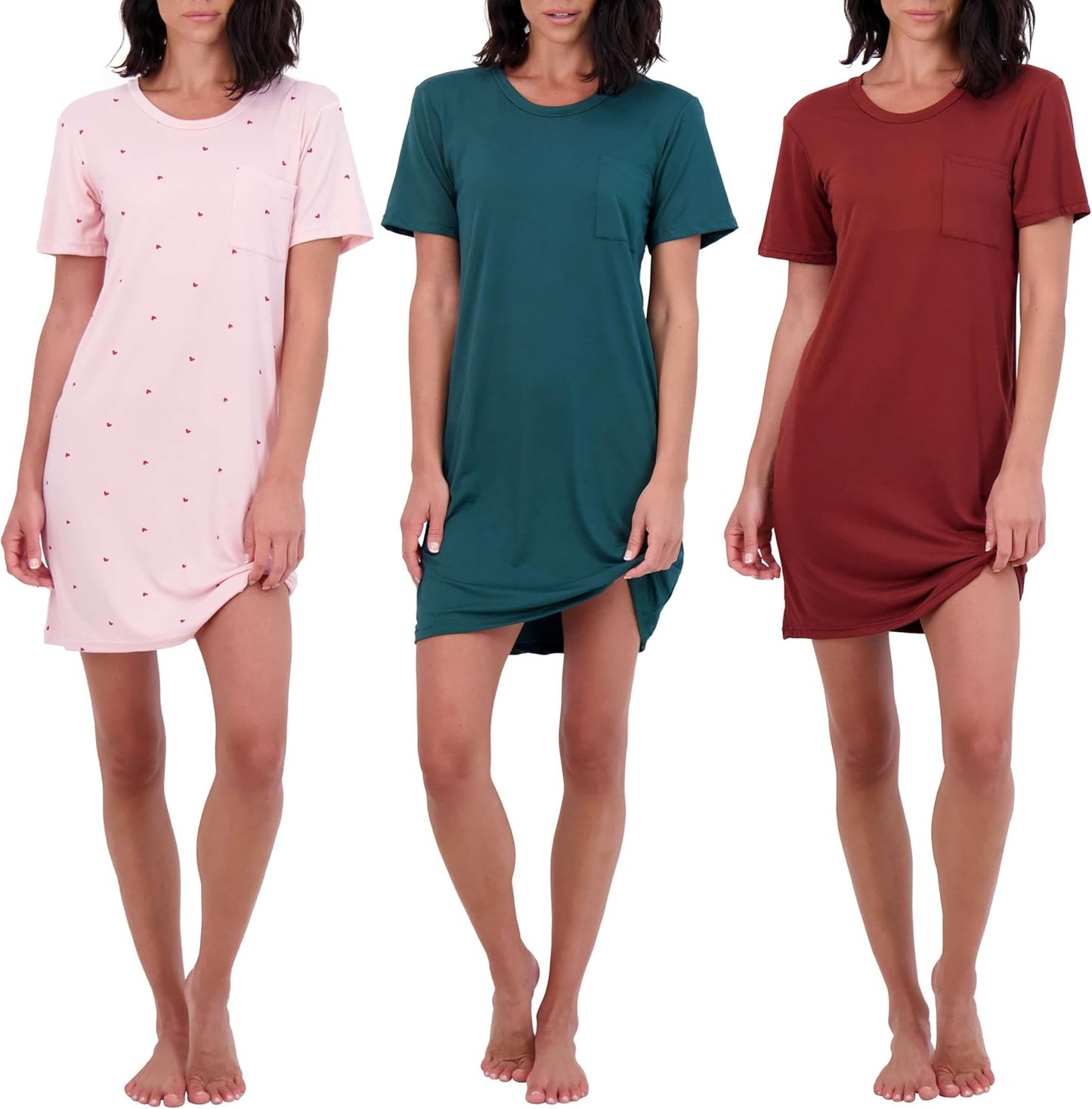 Real Essentials Women's Short Sleeve Nightgown Dress for Comfort