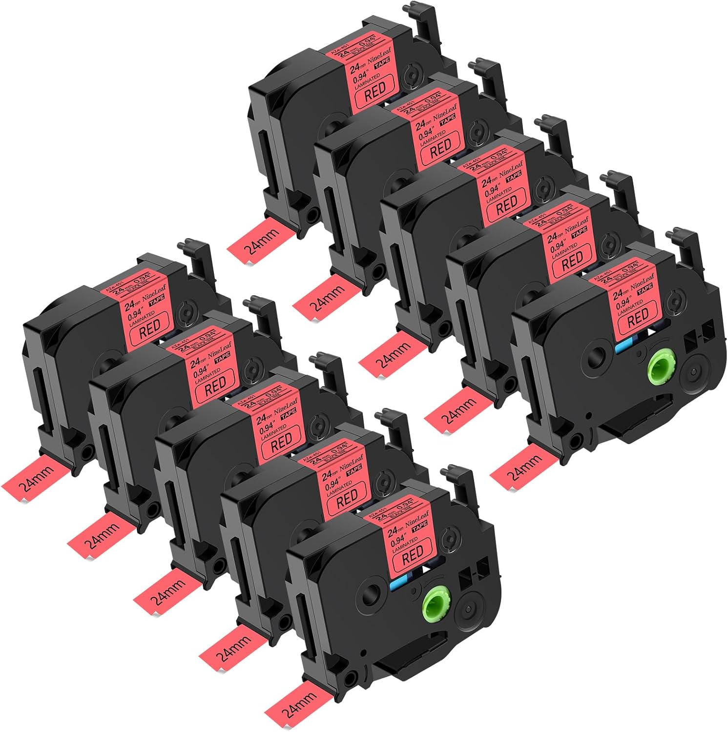 NineLeaf 10 Pack Compatible Label Tape for Brother P-Touch