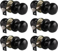 Probrico Black Door Knobs Interior Passage 6 Pack - Matte Black