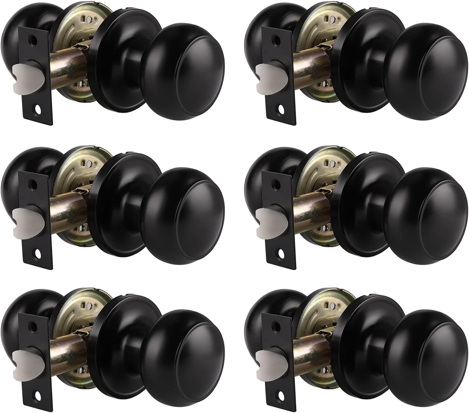 Probrico Black Door Knobs Interior for Hallway Closet, 6 Pack