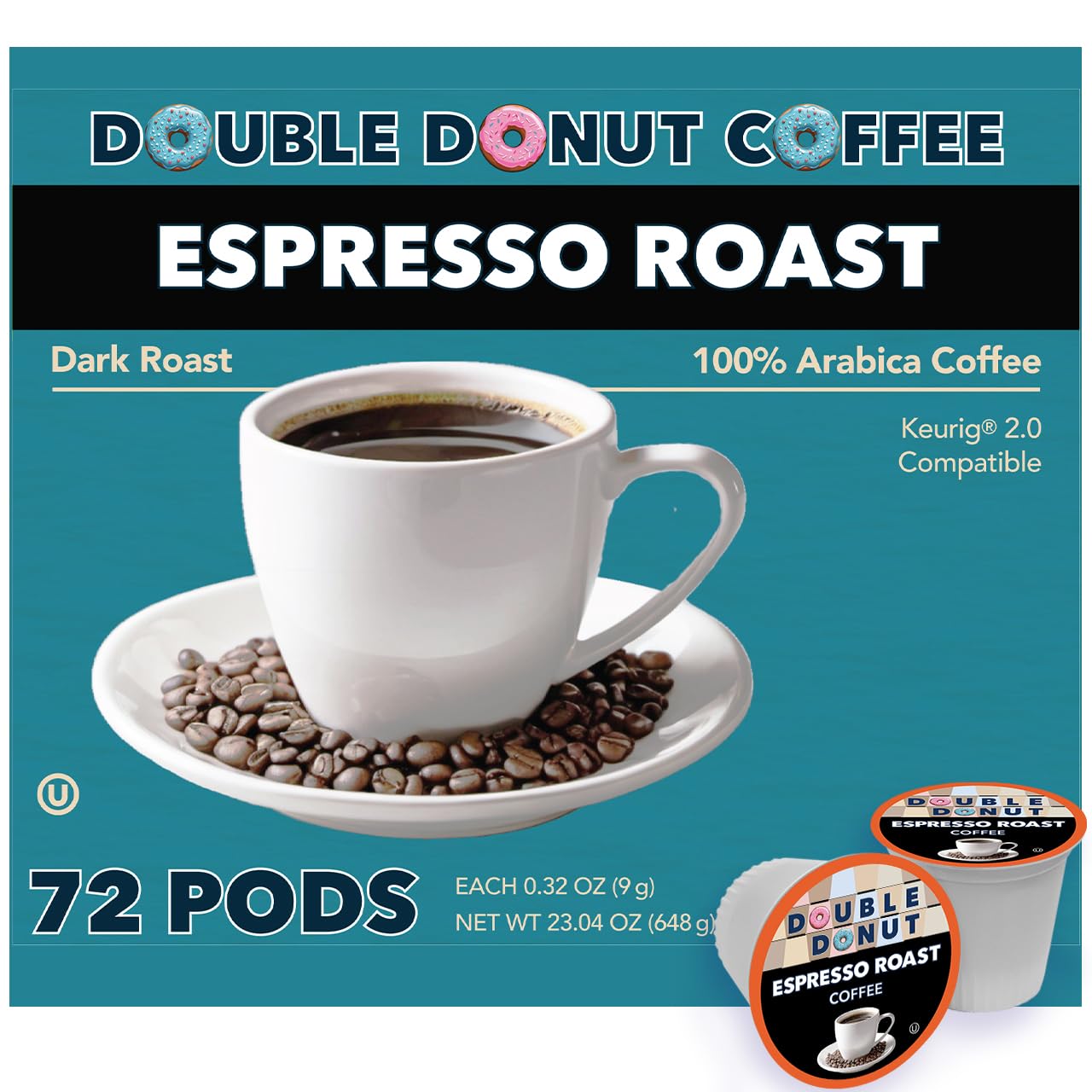 Double Donut Espresso Roast Coffee Pods for Strong Dark Brew