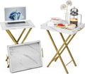 Portable Folding TV Tray Tables - Set of 2 for Snacking on the Sofa