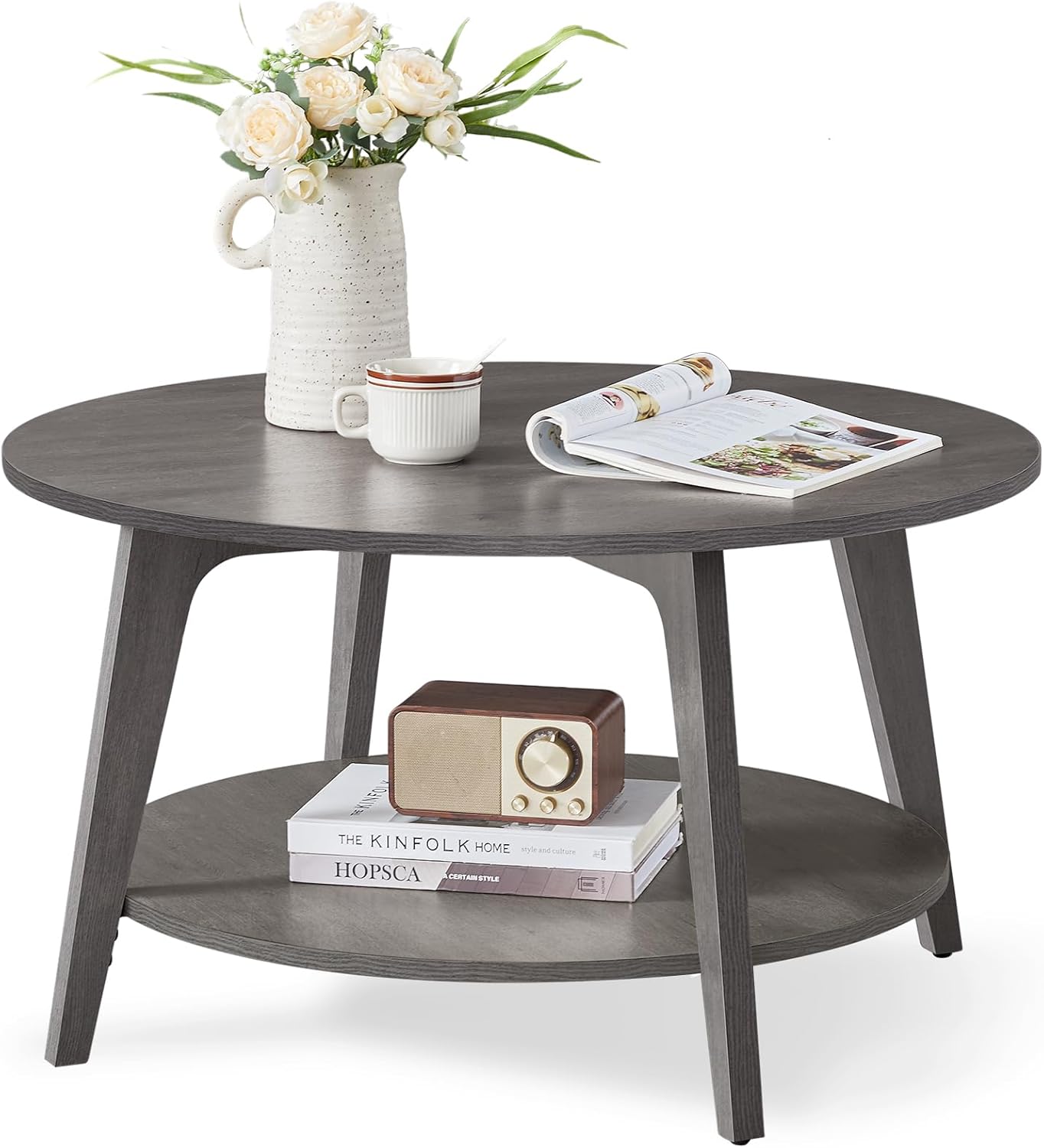 VASAGLE MAEZO Collection Round Coffee Table with Storage