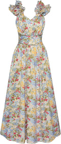 Summer Floral Print Dress Sleeveless A Line Ruffle Sundress - Flowy