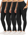 4 Pack Leggings with Pockets for Women - High Waist Tummy Control can