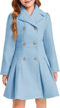 Haloumoning Girls Winter Dress Coat with Notch Lapel Design
