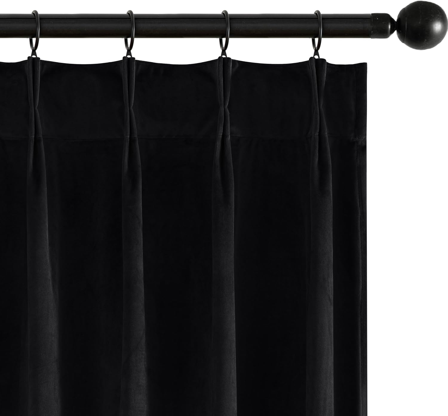 MIULEE Pinch Pleated Black Velvet Blackout Curtains for Luxury