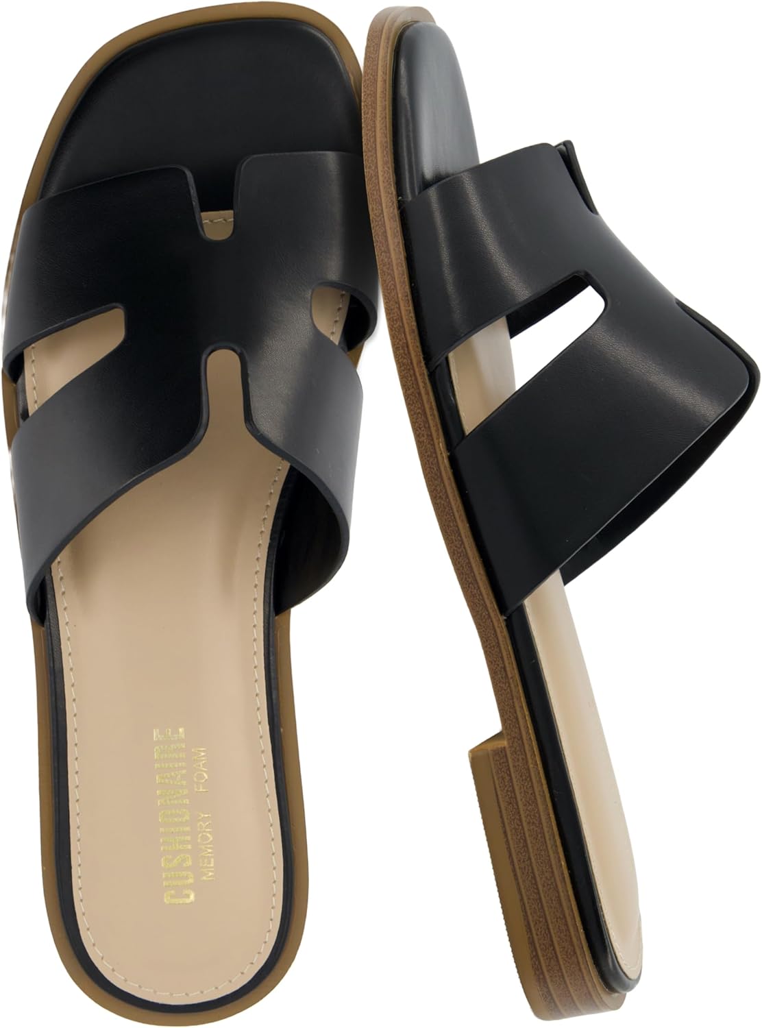CUSHIONAIRE Voyage Cutout Strap Slides for Women - Trendy Sandals
