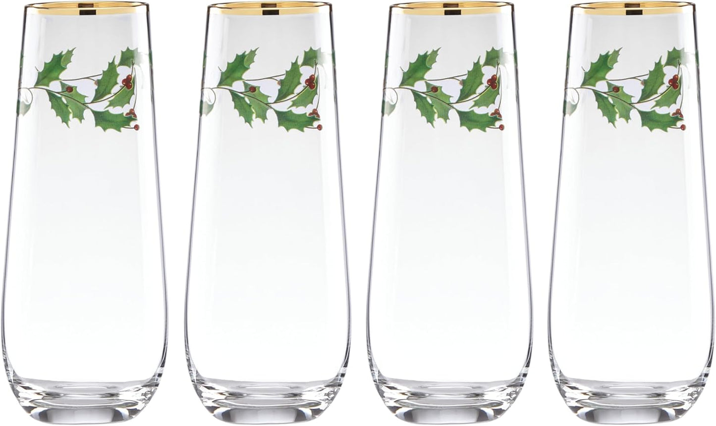 Lenox Holiday Stemless Flute Set for Festive Celebrations