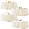 Ivory Fitted Tablecloth Rectangle 6ft Tulle Ruffle - Elegant 2-in-1