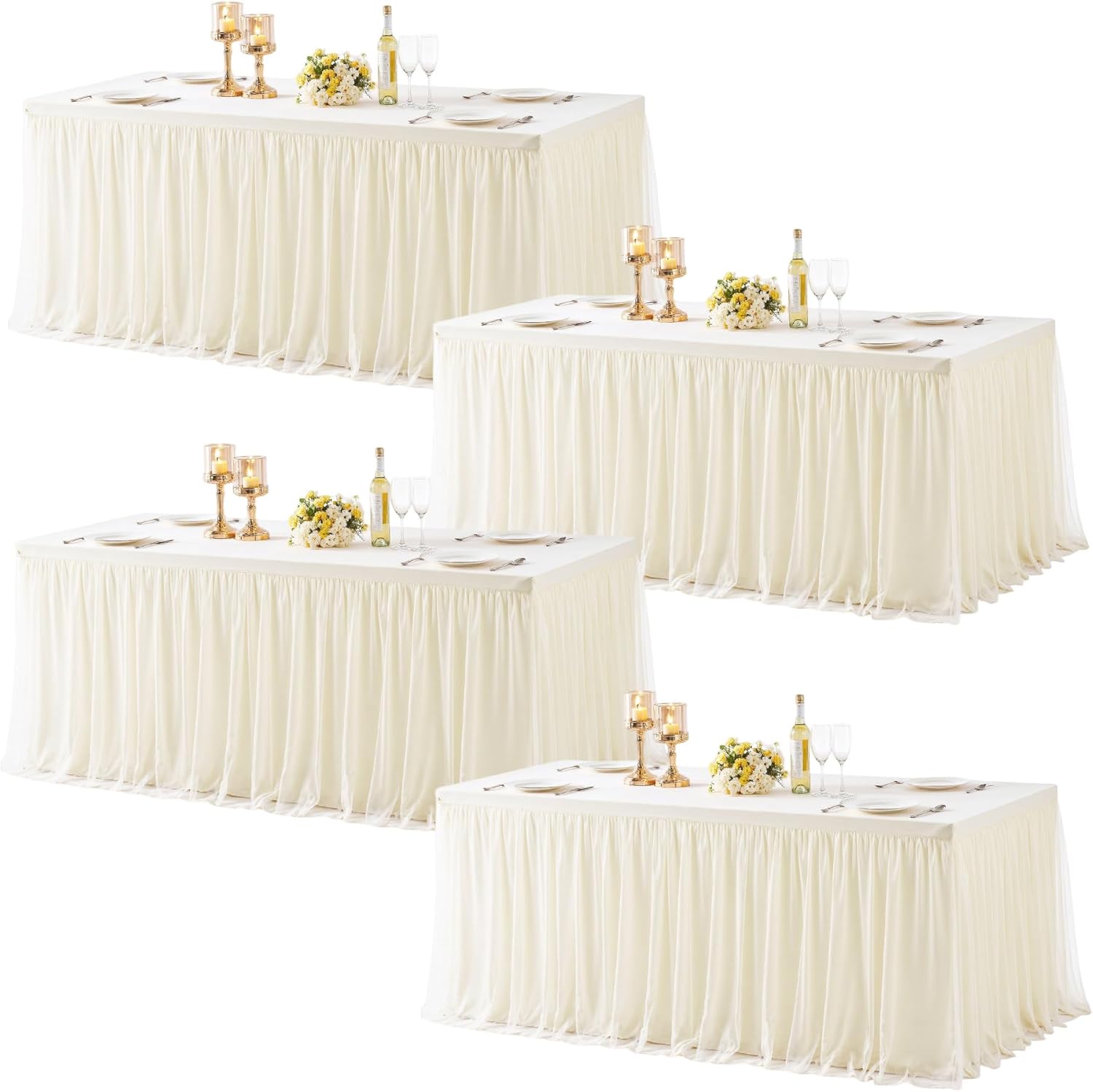 Ivory Fitted Tablecloth Rectangle 6 Foot for Elegant Events