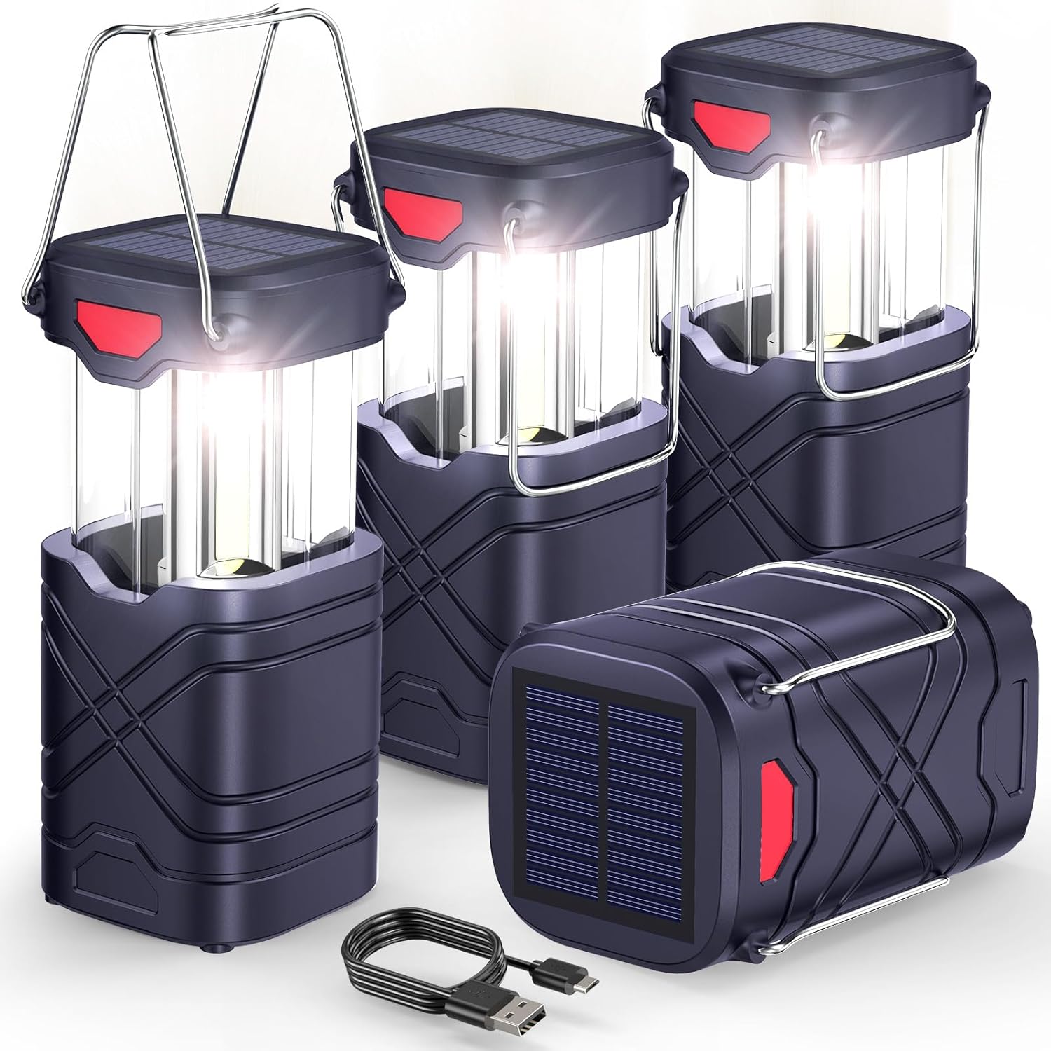 LETMY 4 Pack Camping Lanterns: Rechargeable LED for Emergencies
