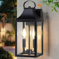 15 in Dusk to Dawn Black Outdoor Wall Lantern - Automatic Porch Light