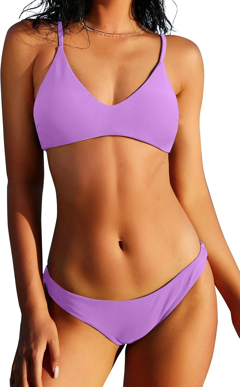 ZAFUL Women's Solid Spaghetti Strap Bralette Bikini Set Review