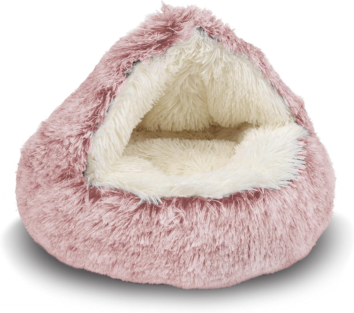 Cozy Cat Bed by ShinHye - Plush Fluffy Hooded Cave Design