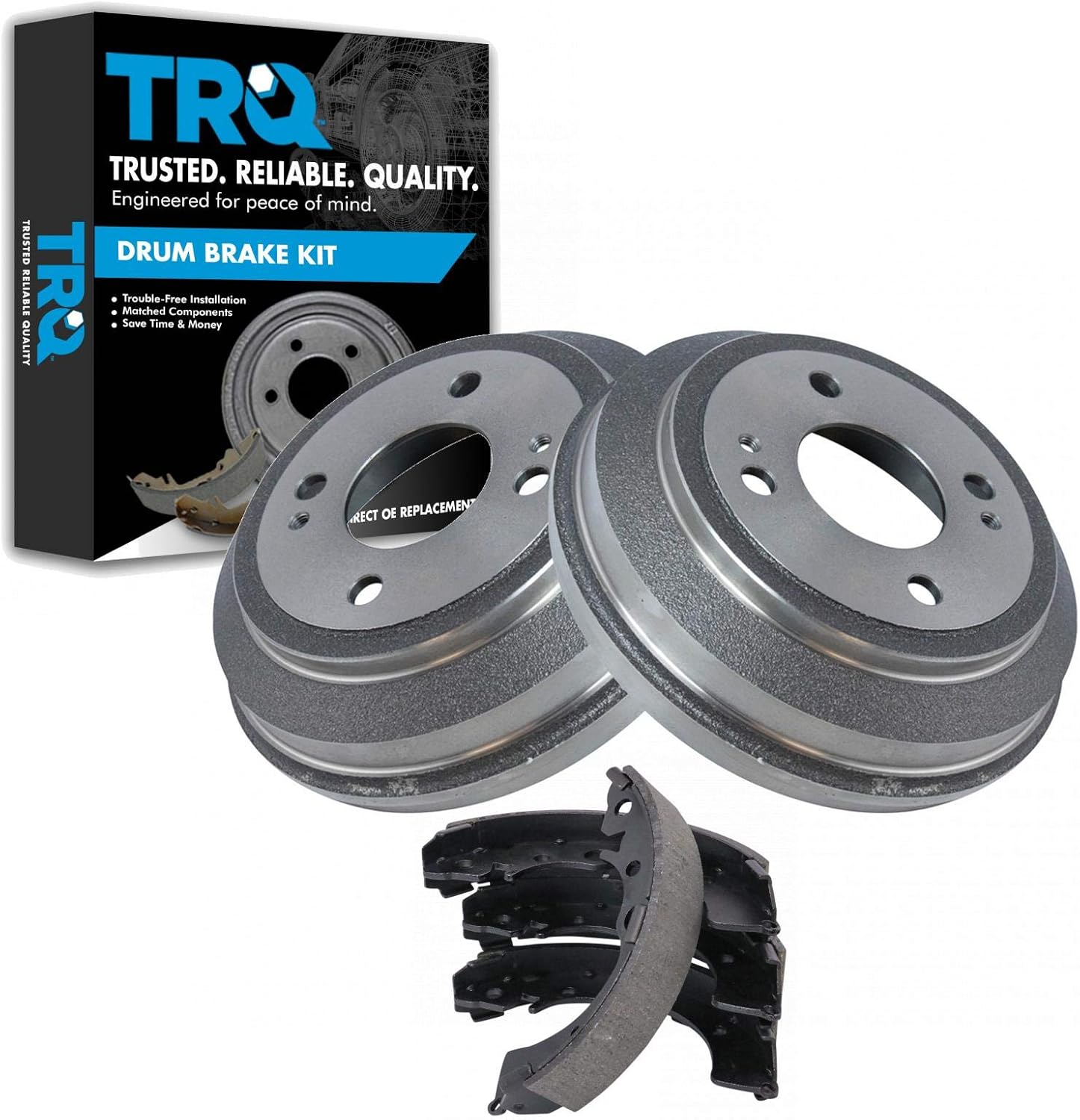 TRQ Rear Brake Shoes Set & Drums Kit for Honda Civic CRX