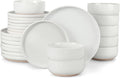 LIANYU 24 Piece Stoneware Dinnerware Set for 8 - Durable Snowy White