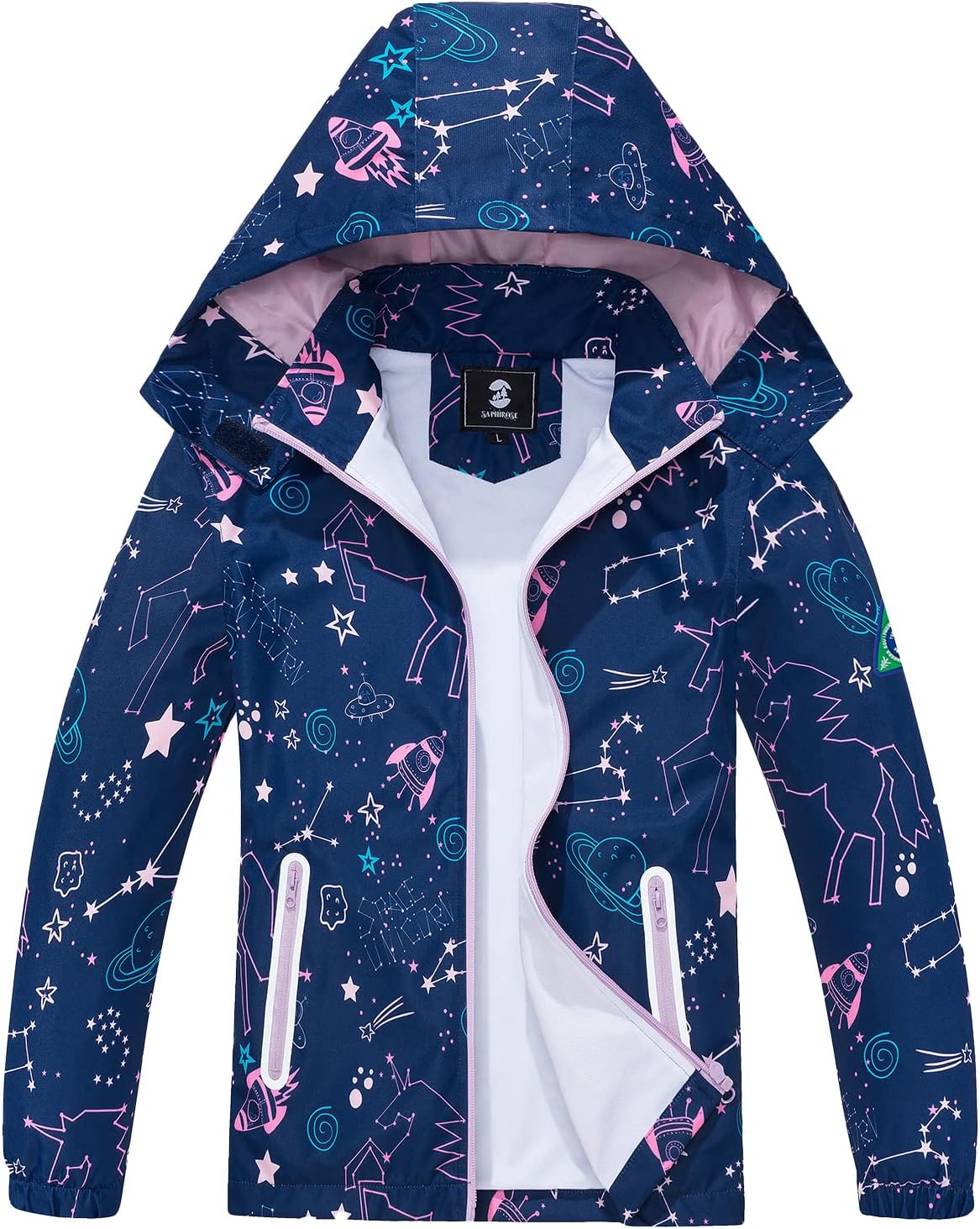 SaphiRose Kids Rain Jacket Waterproof Raincoat for Boys Girls