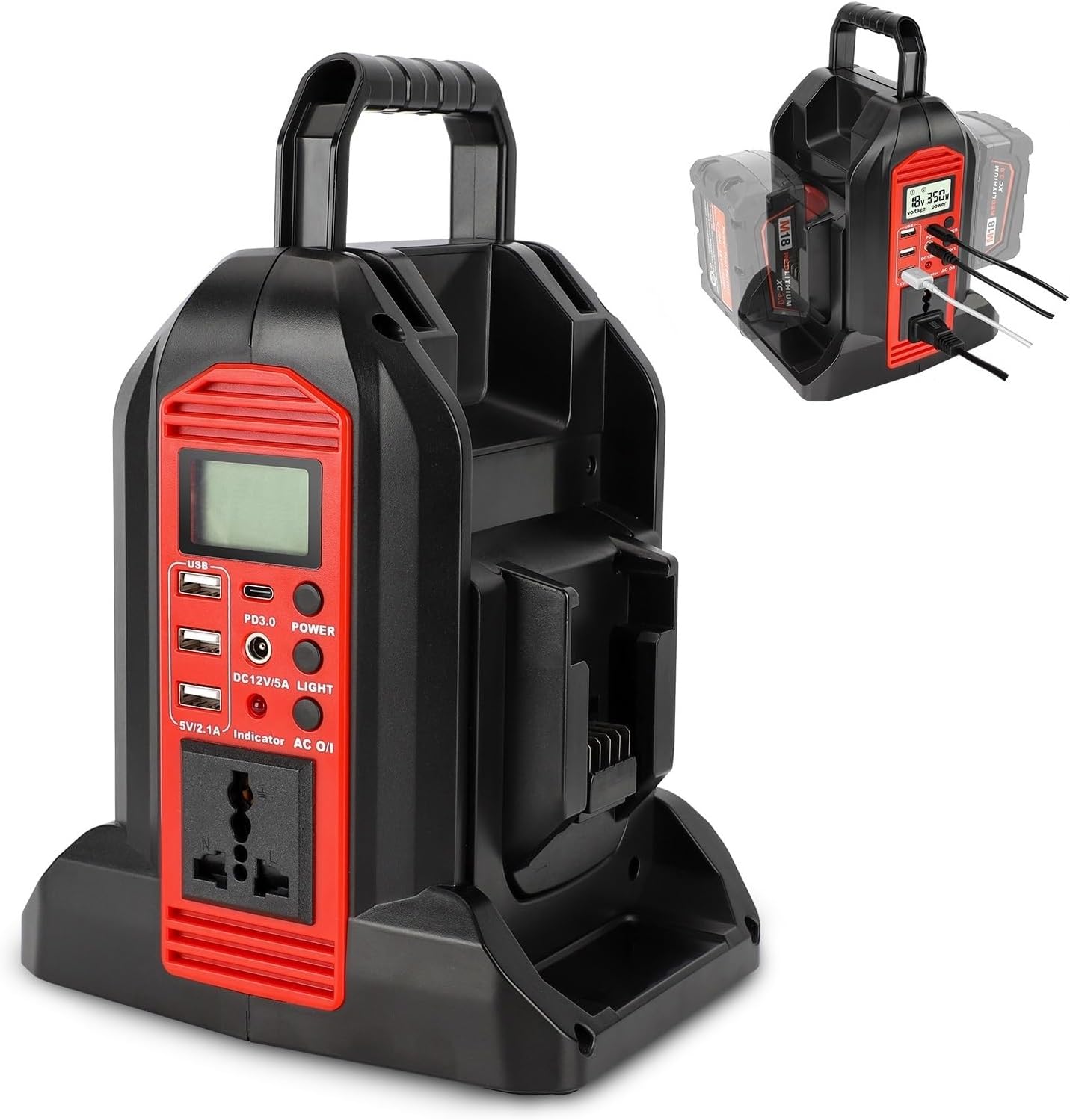 350W Pure Sine Wave Inverter for Milwaukee M18 Battery