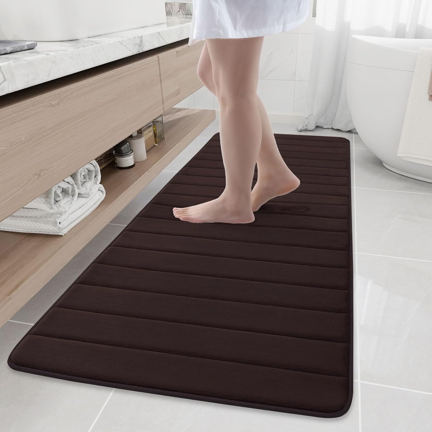 Buganda Memory Foam Bath Mat - Ultra Soft Non-Slip Rug 70in x 24