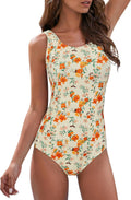 Modest Criss Cross Back One Piece Swimsuit - Full Coverage Floral this