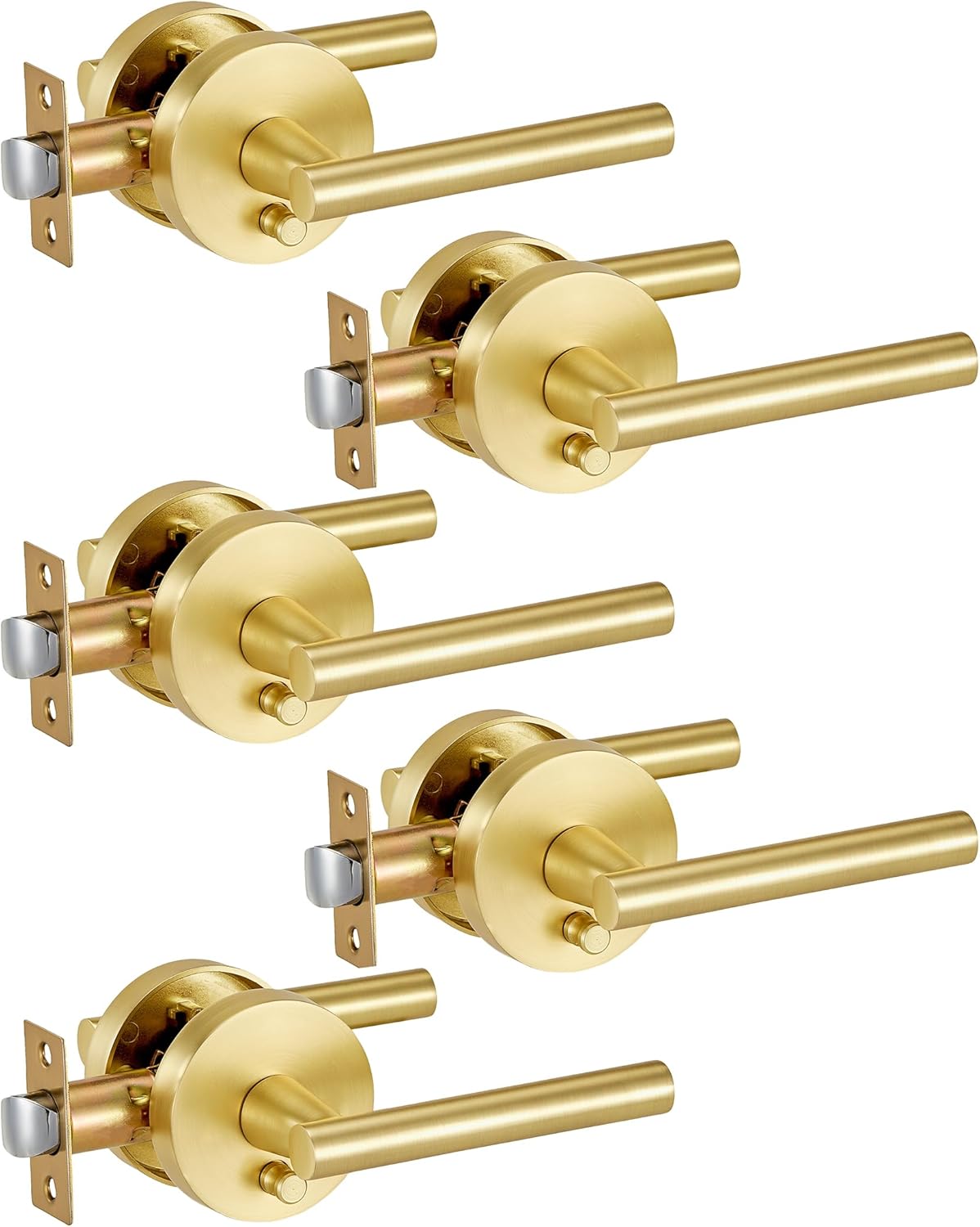 Brushed Gold Heavy Duty Lever Door Handle for Interior Use