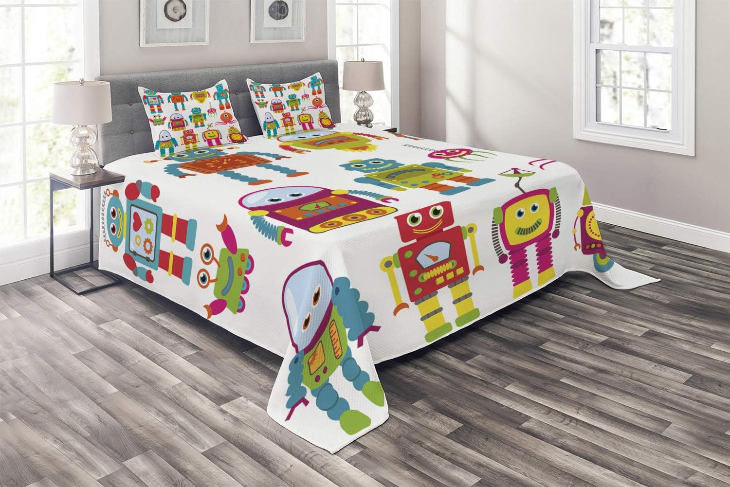 Fun Robot Space Coverlet Set, Twin Size