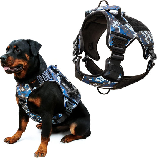 XXL Reflective No Pull Dog Harness with 4 Metal Buckles