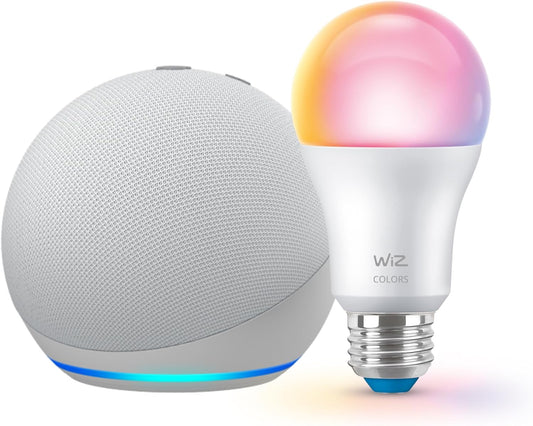 Echo Dot with WiZ Smart Bulb - Voice & App Control - Wi-Fi Connected