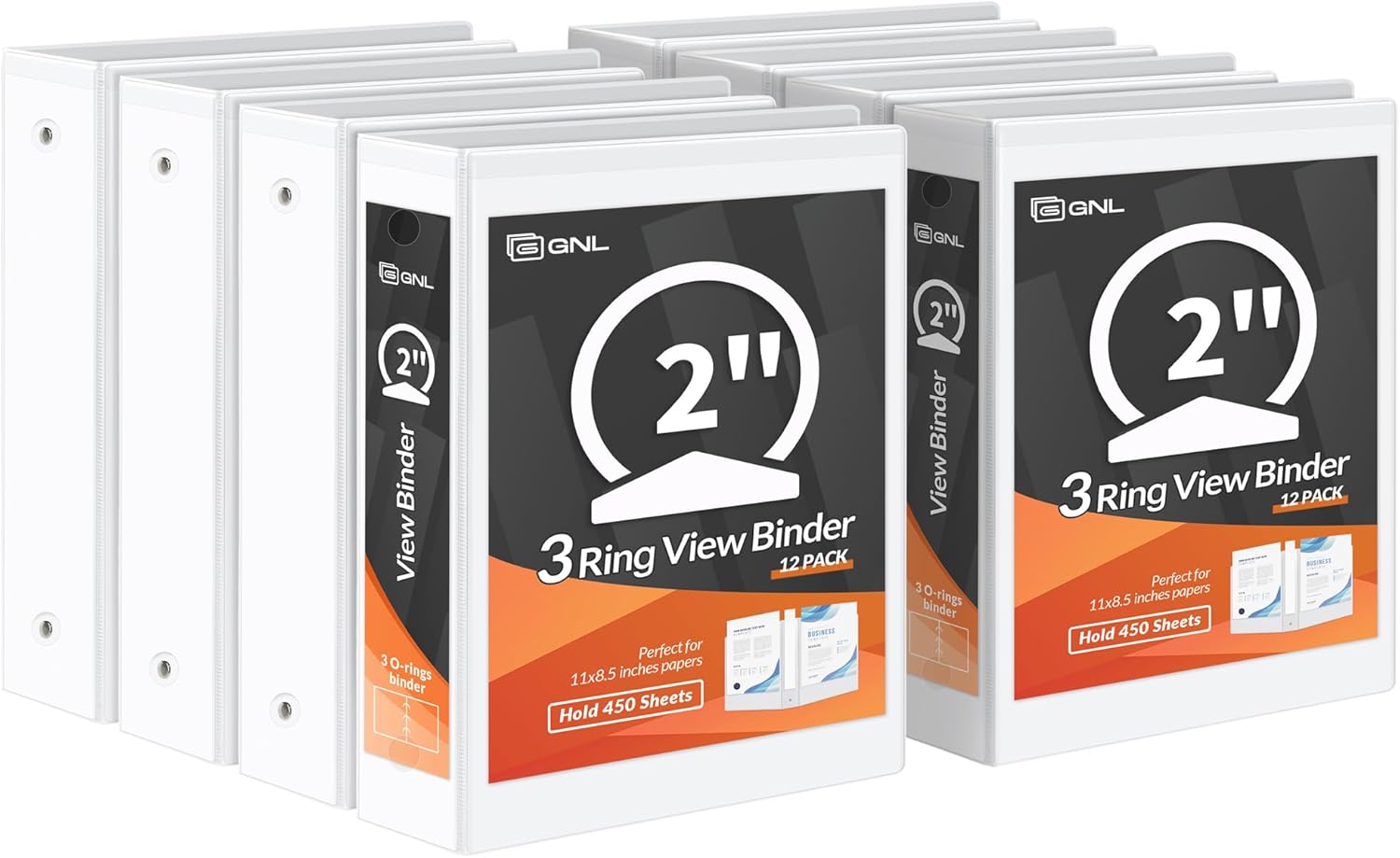 GNL 2 Inch 3 Ring Binders for Office and School Supplies