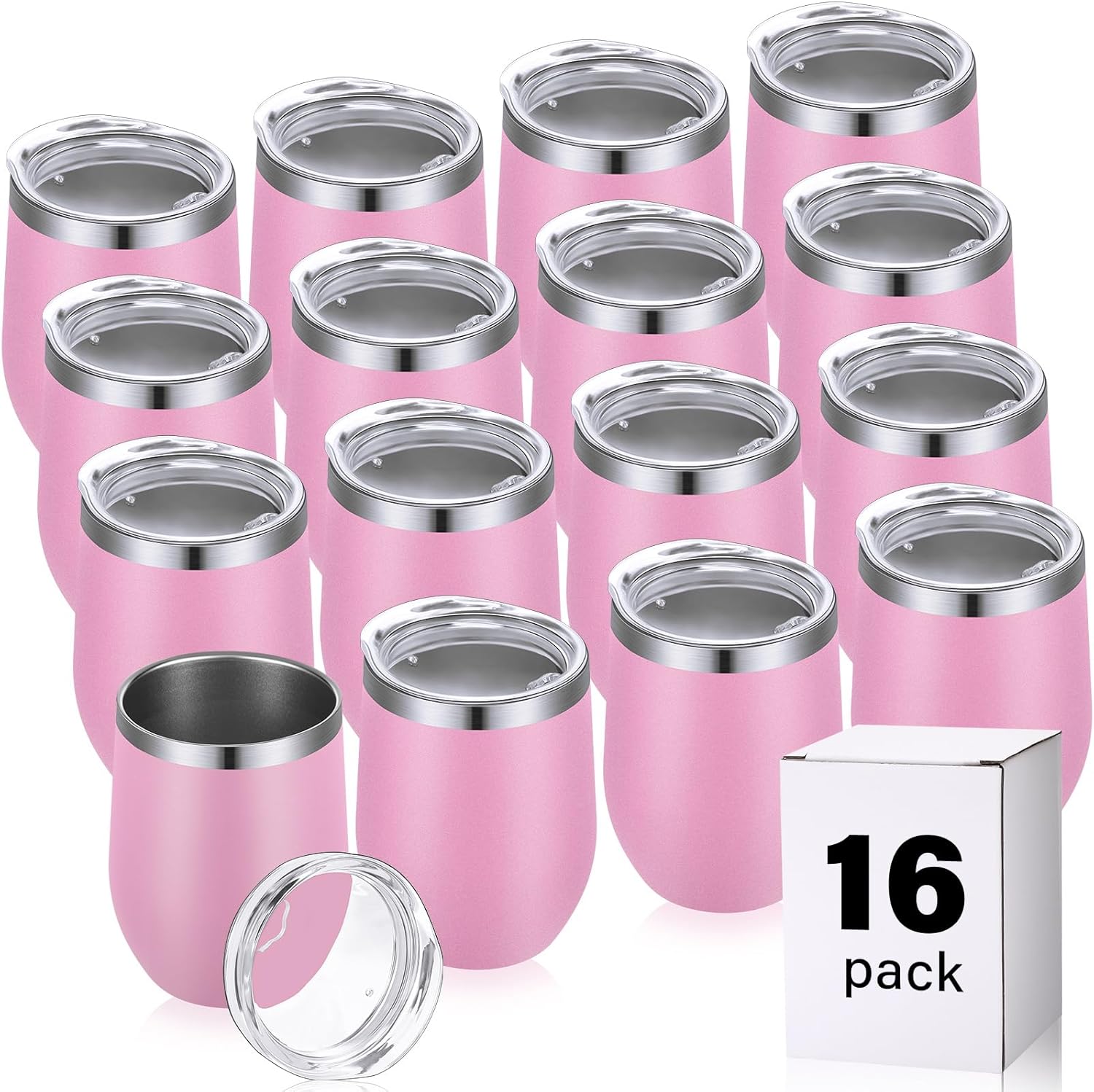 16 Pack Stainless Steel Wine Tumblers for Outdoor Travel Fun