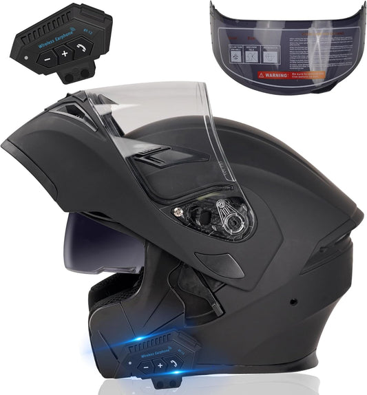 Bluetooth Motorcycle Helmet with Dual Visor and Safety Certification