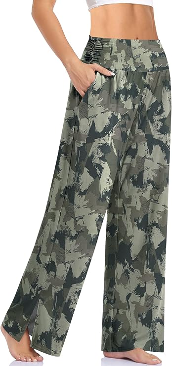 UEU Womens Wide Leg Yoga Pants High Waisted Adjustable Joggers