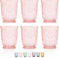 Yungala Pink Glass Cups set of 6 - Vintage Pink Drinking Glasses