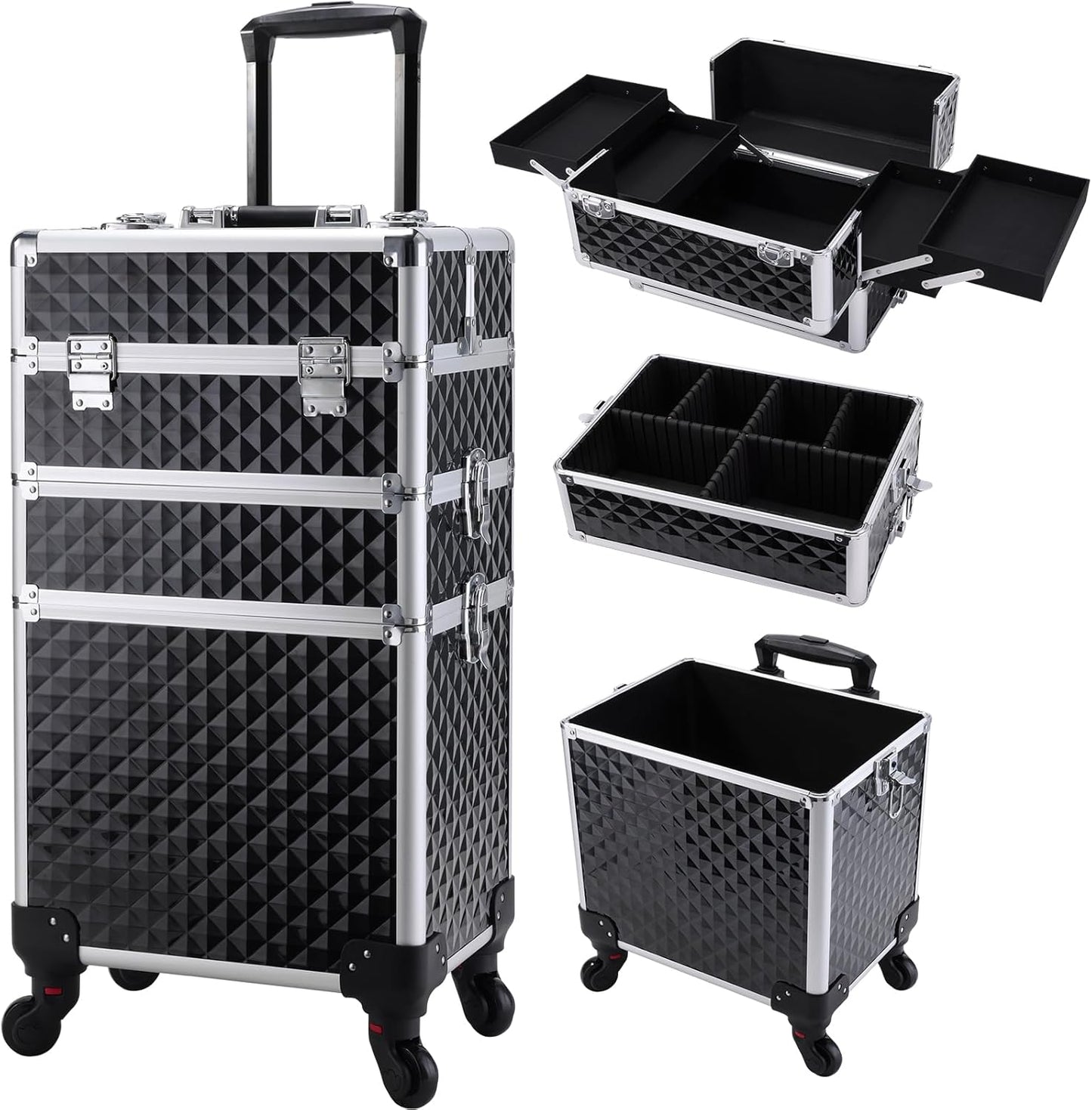 FRENESSA 3 in 1 Rolling Makeup Train Case for Professionals