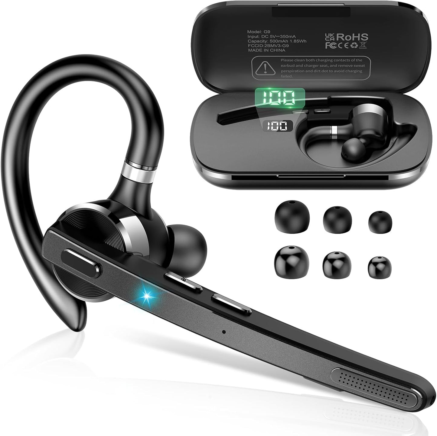 Bluetooth Headset with 90Hrs Battery Life and Noise Cancelling
