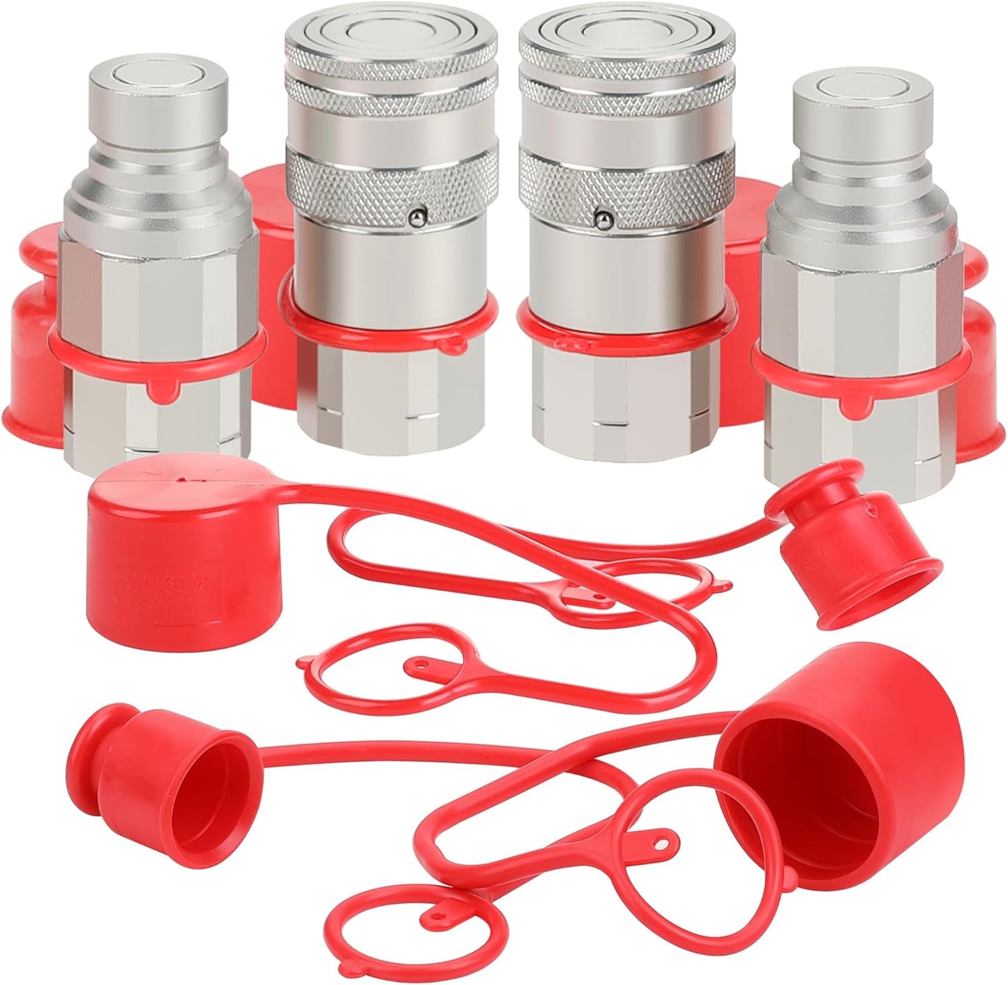 2PCS 1/2 NPT Flat Face Hydraulic Couplers for Skid Steers