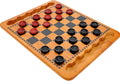 Solid Wood Checkers Board Game 14.5 in Vintage Set - Portable Family