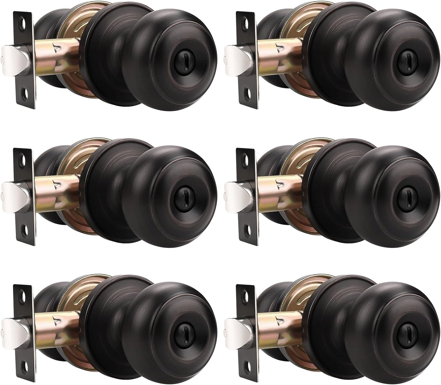Probrico 6 Pack Interior Bathroom Privacy Keyless Doorknobs